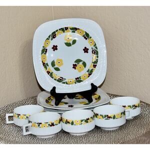 Haviland Limoges France Open House "Buttercup" Plates & Cup - 8pc Set